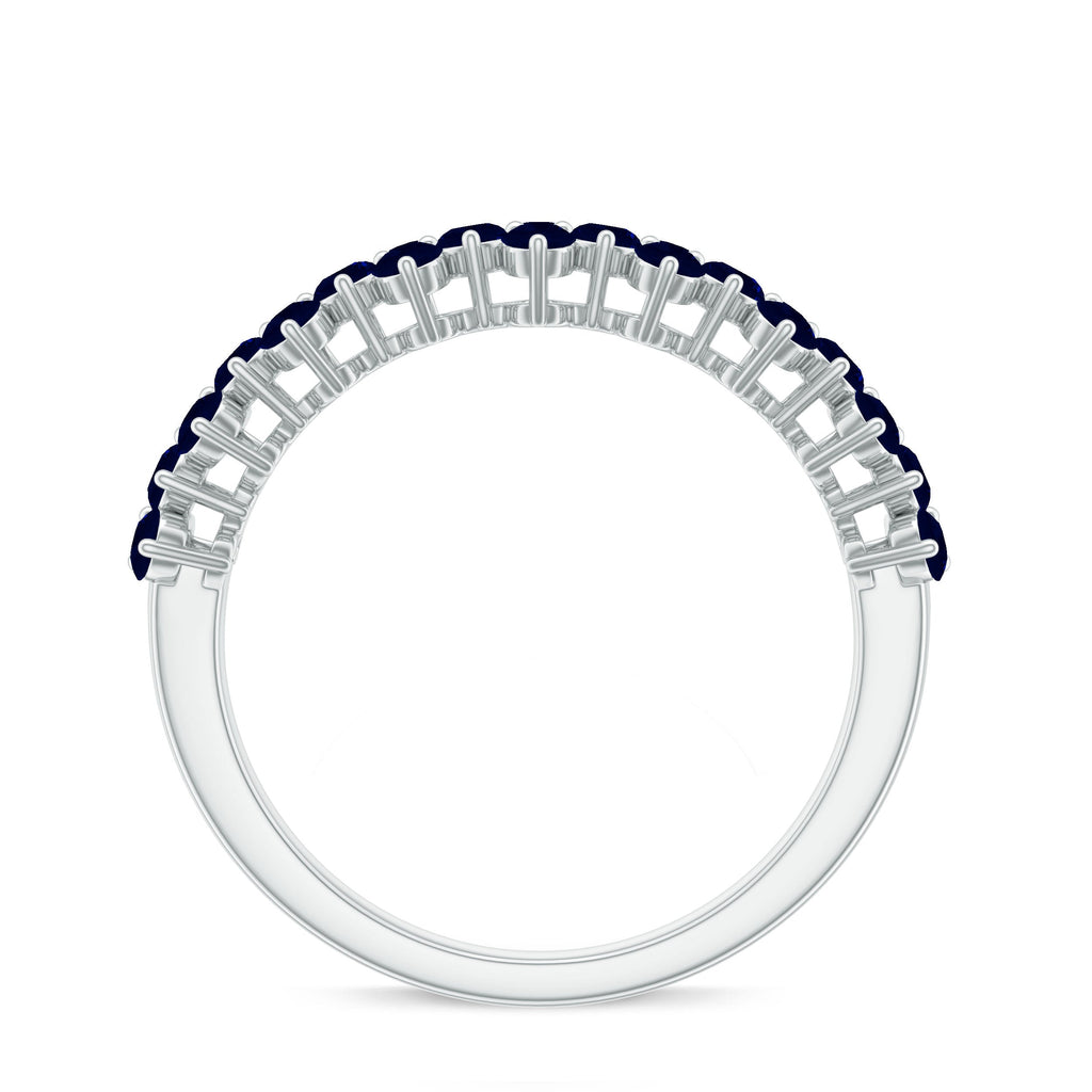 Blue Sapphire Cluster Half Eternity Ring