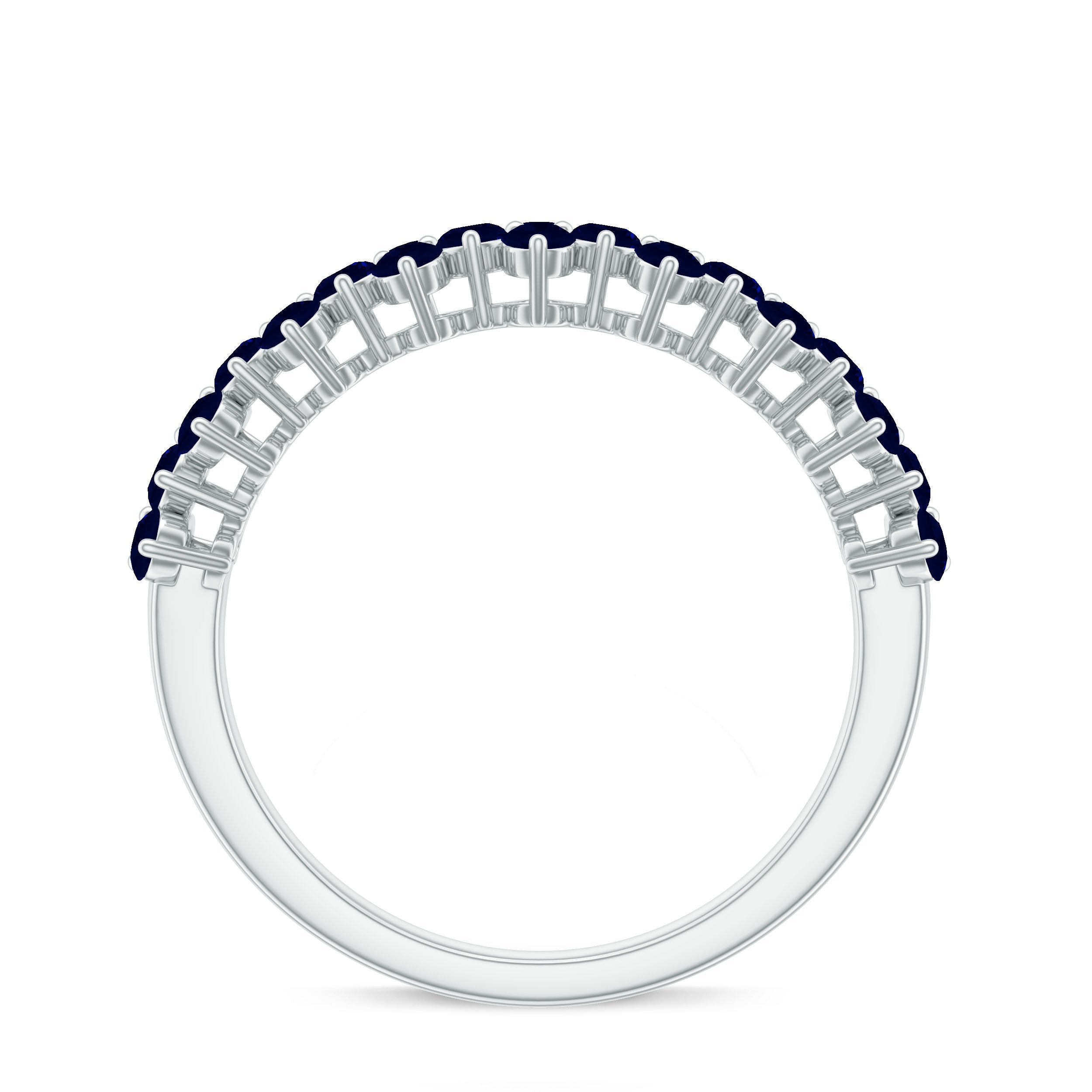 Blue Sapphire Cluster Half Eternity Ring