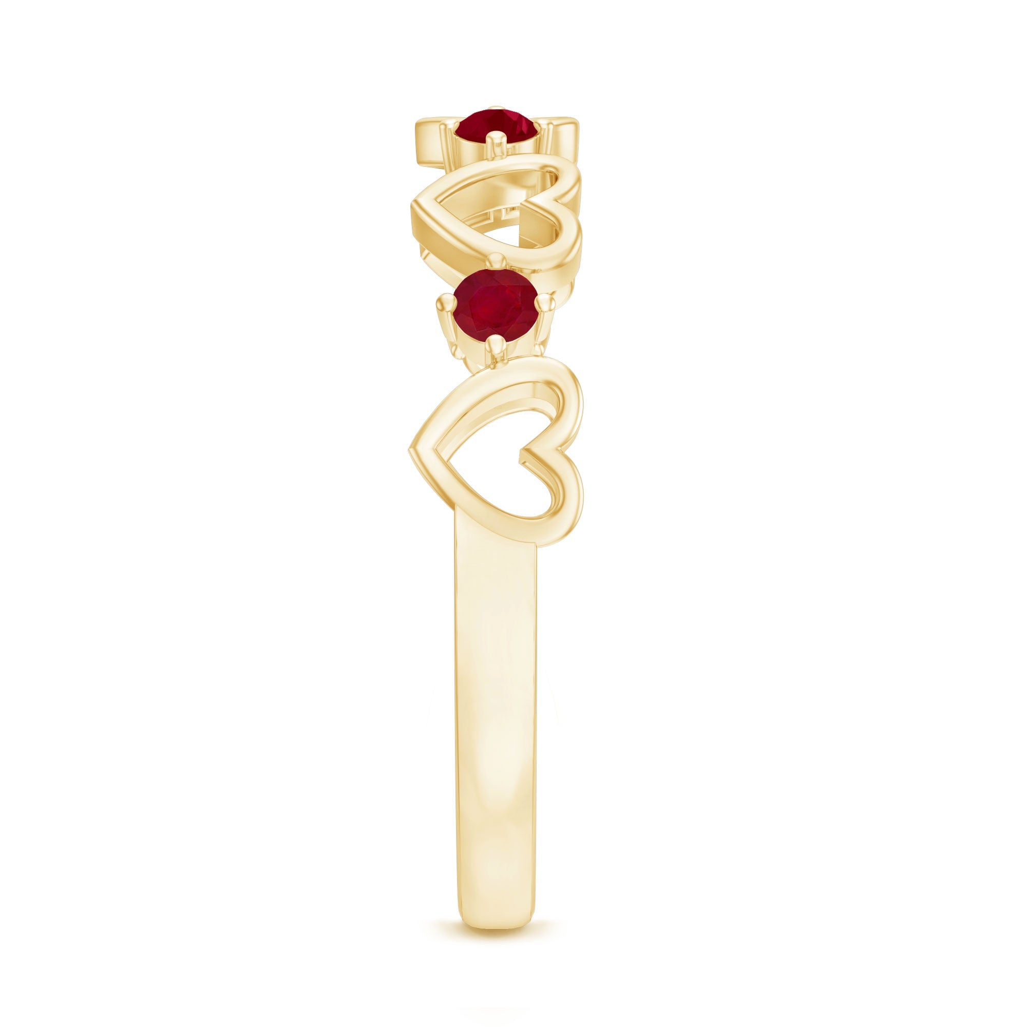 Round Shape Ruby Open Heart Half Eternity Ring