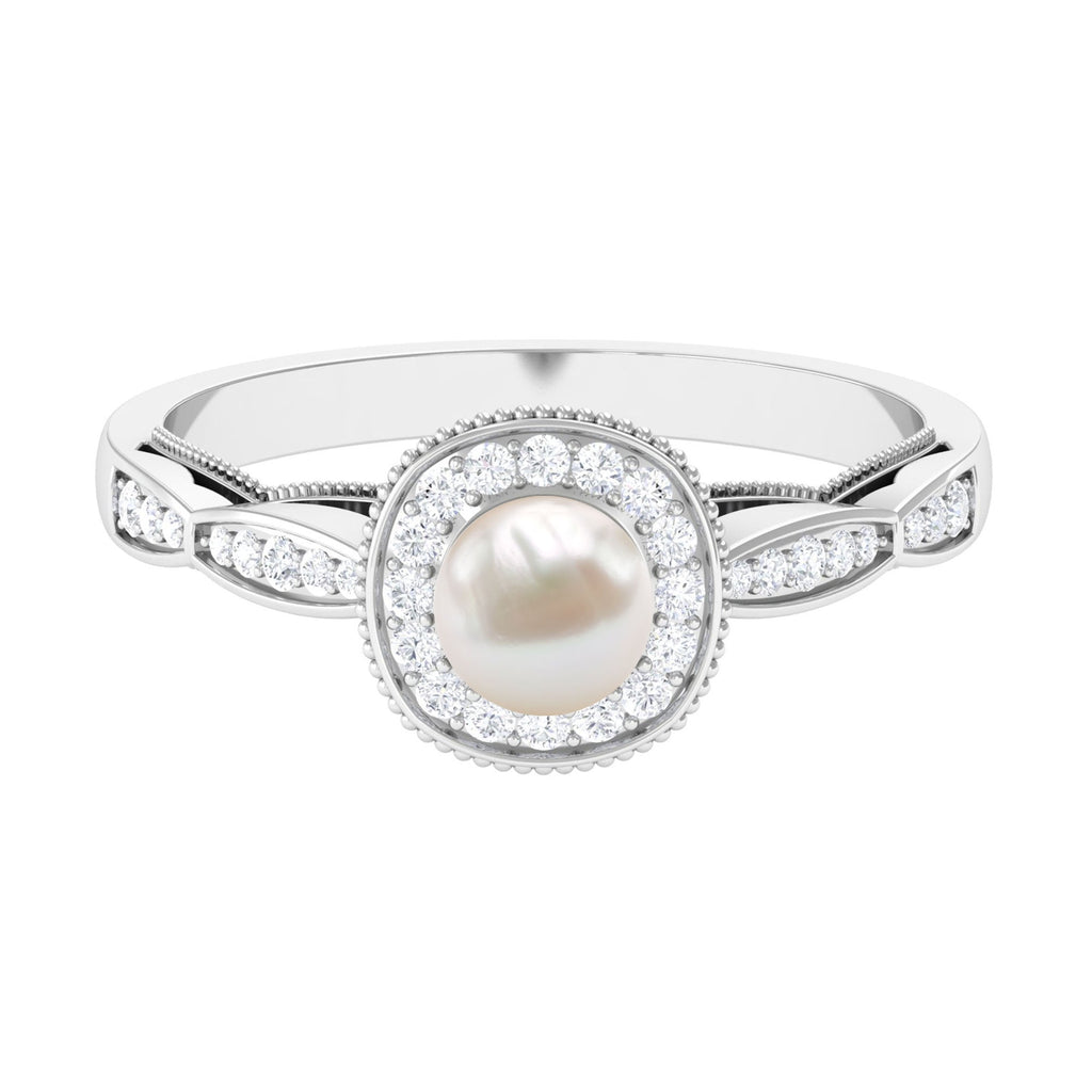 2.25 CT Freshwater Pearl and Diamond Engagement Ring