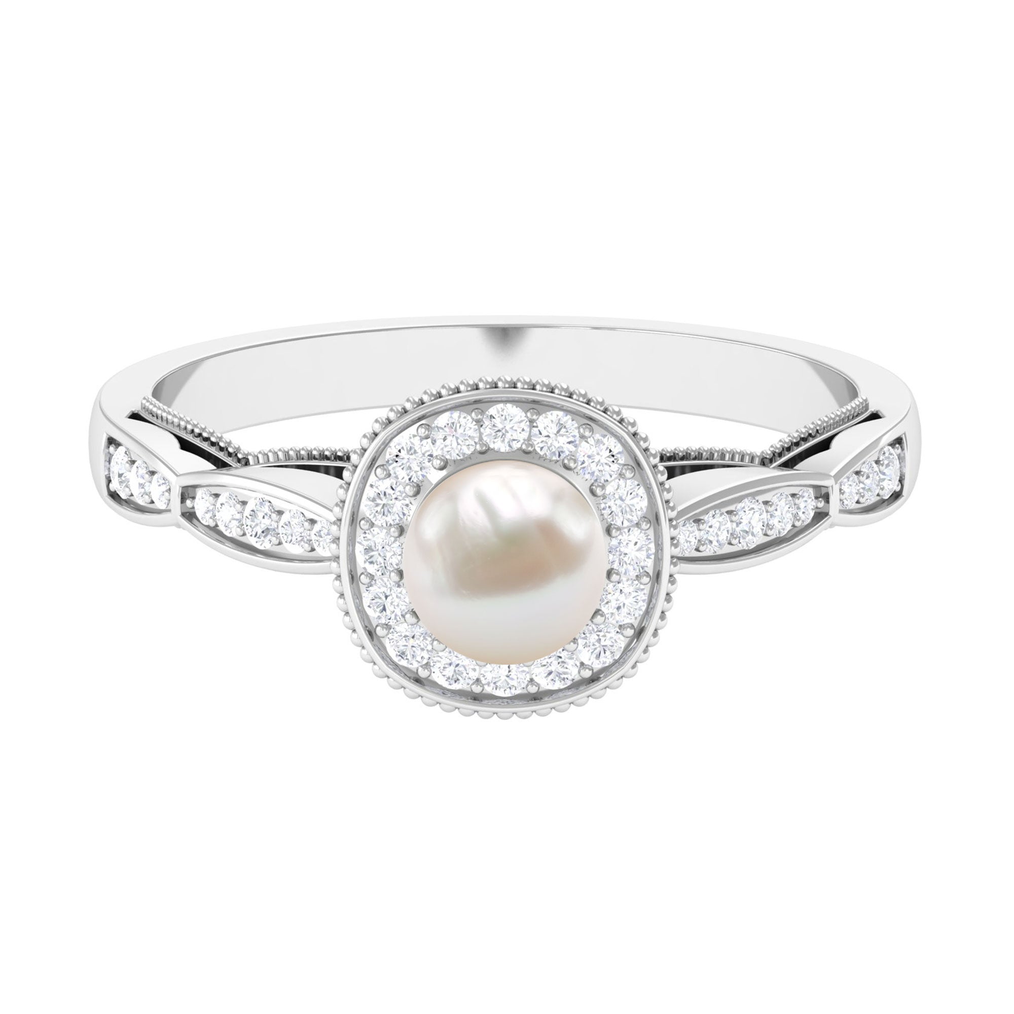 2.25 CT Freshwater Pearl and Diamond Engagement Ring
