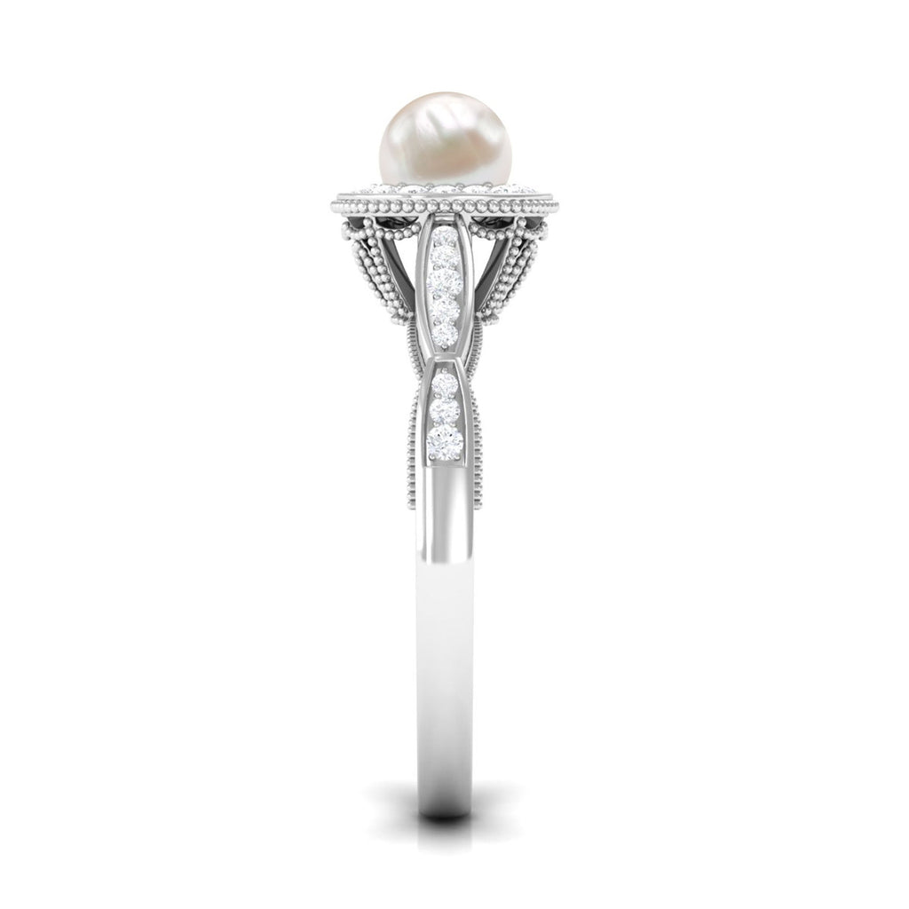 2.25 CT Freshwater Pearl and Diamond Engagement Ring