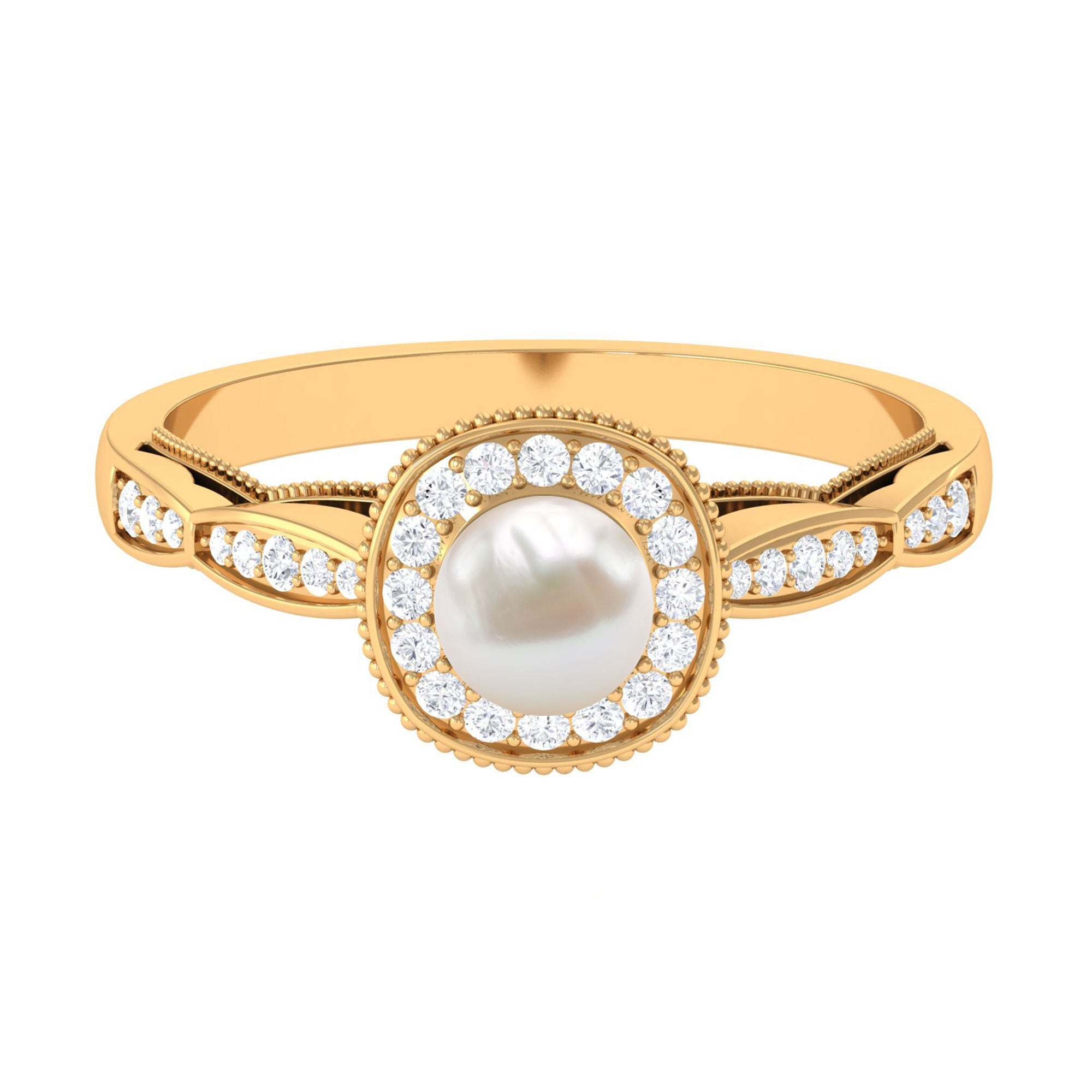 2.25 CT Freshwater Pearl and Diamond Engagement Ring