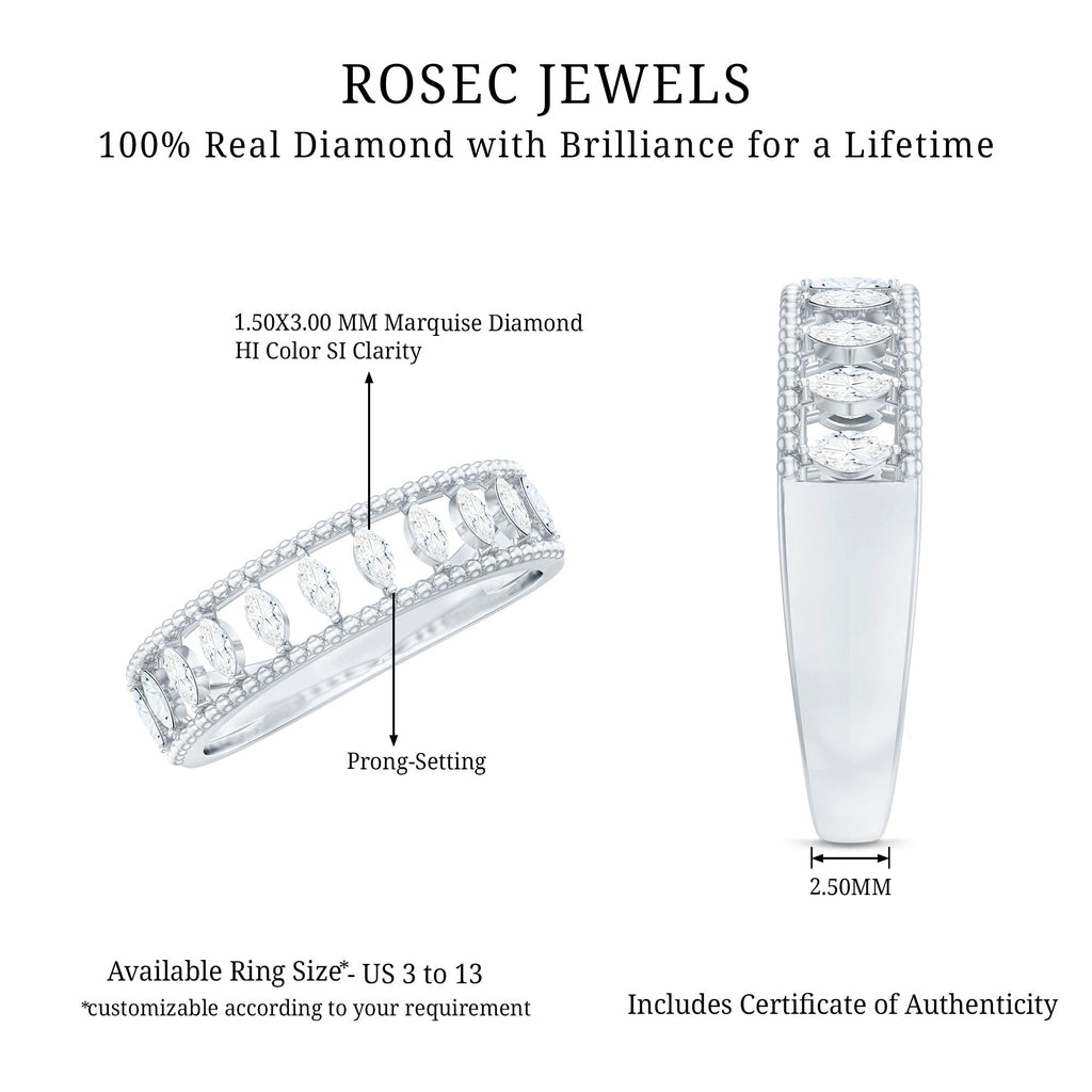 Natural Marquise Diamond Half Eternity Wedding Band