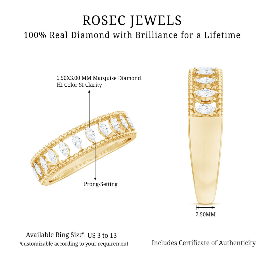 Natural Marquise Diamond Half Eternity Wedding Band