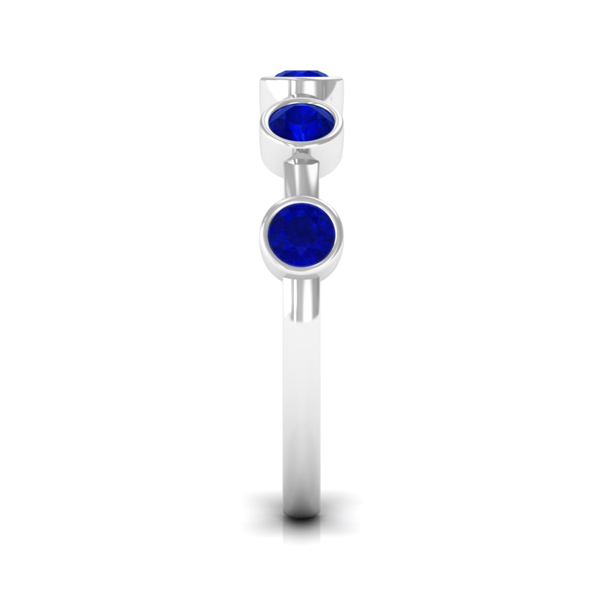 1 CT Bezel Set Round Blue Sapphire Half Eternity Ring
