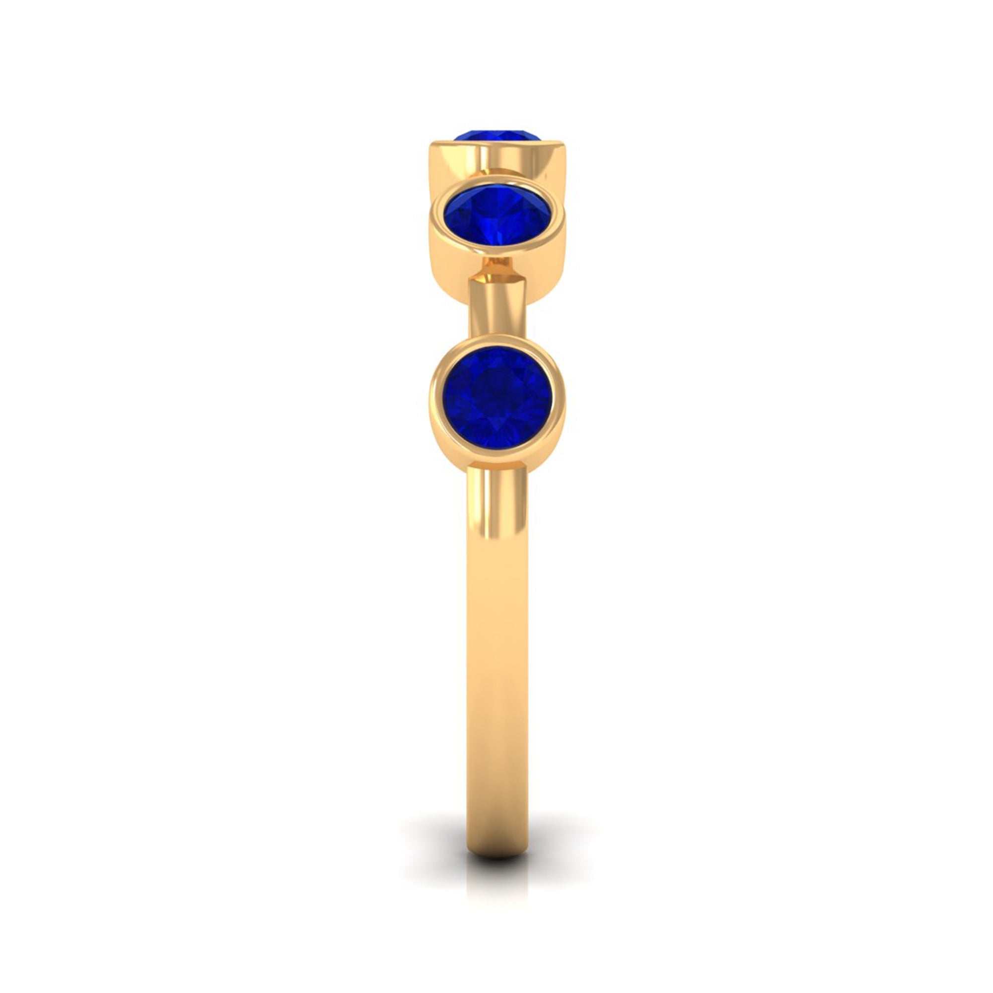 1 CT Bezel Set Round Blue Sapphire Half Eternity Ring