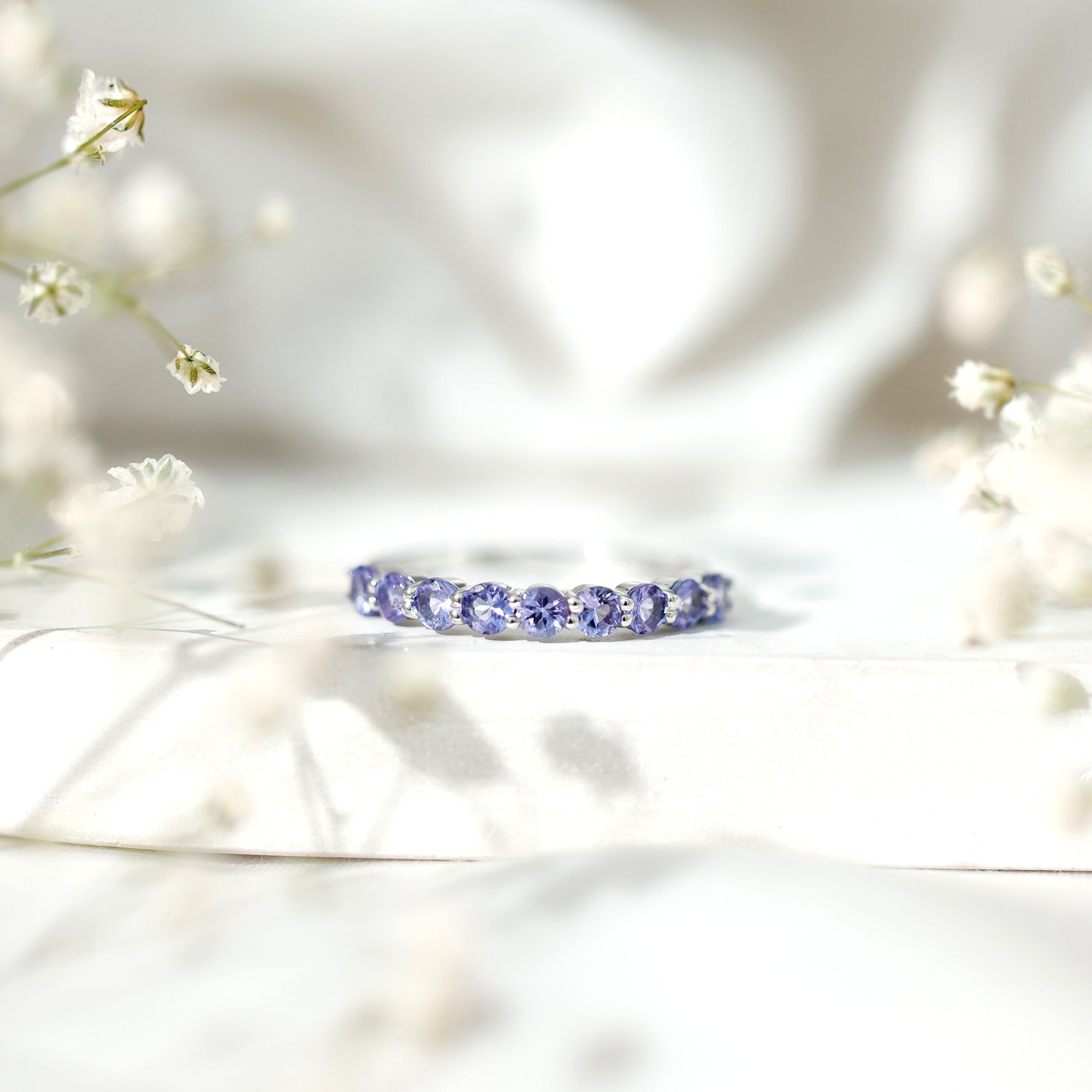 1.25 CT Natural Tanzanite Semi Eternity Ring in Gold