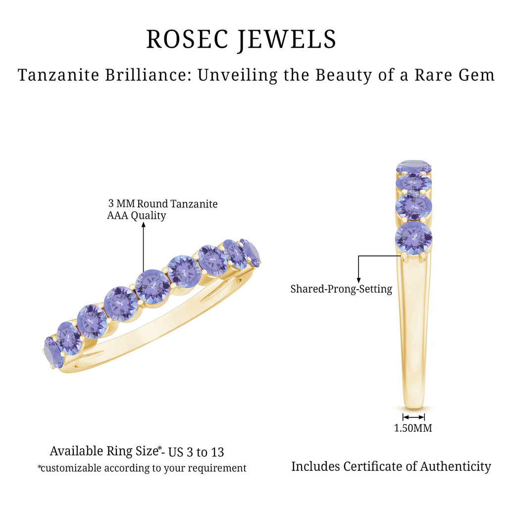 1.25 CT Natural Tanzanite Semi Eternity Ring in Gold