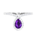 Designer Amethyst Teardrop Engagement Ring with Diamond