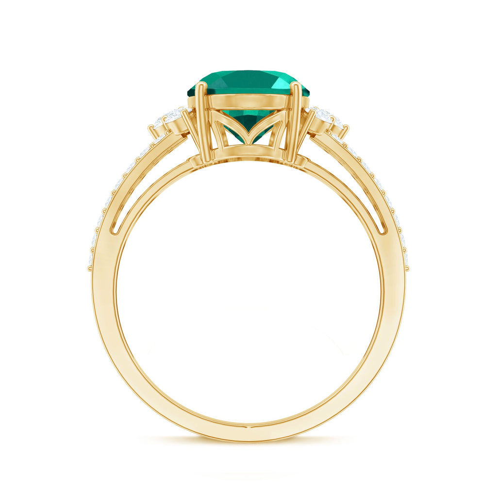 Certified 8X10 mm Oval Lab Grown Emerald Split Shank Engagement Ring