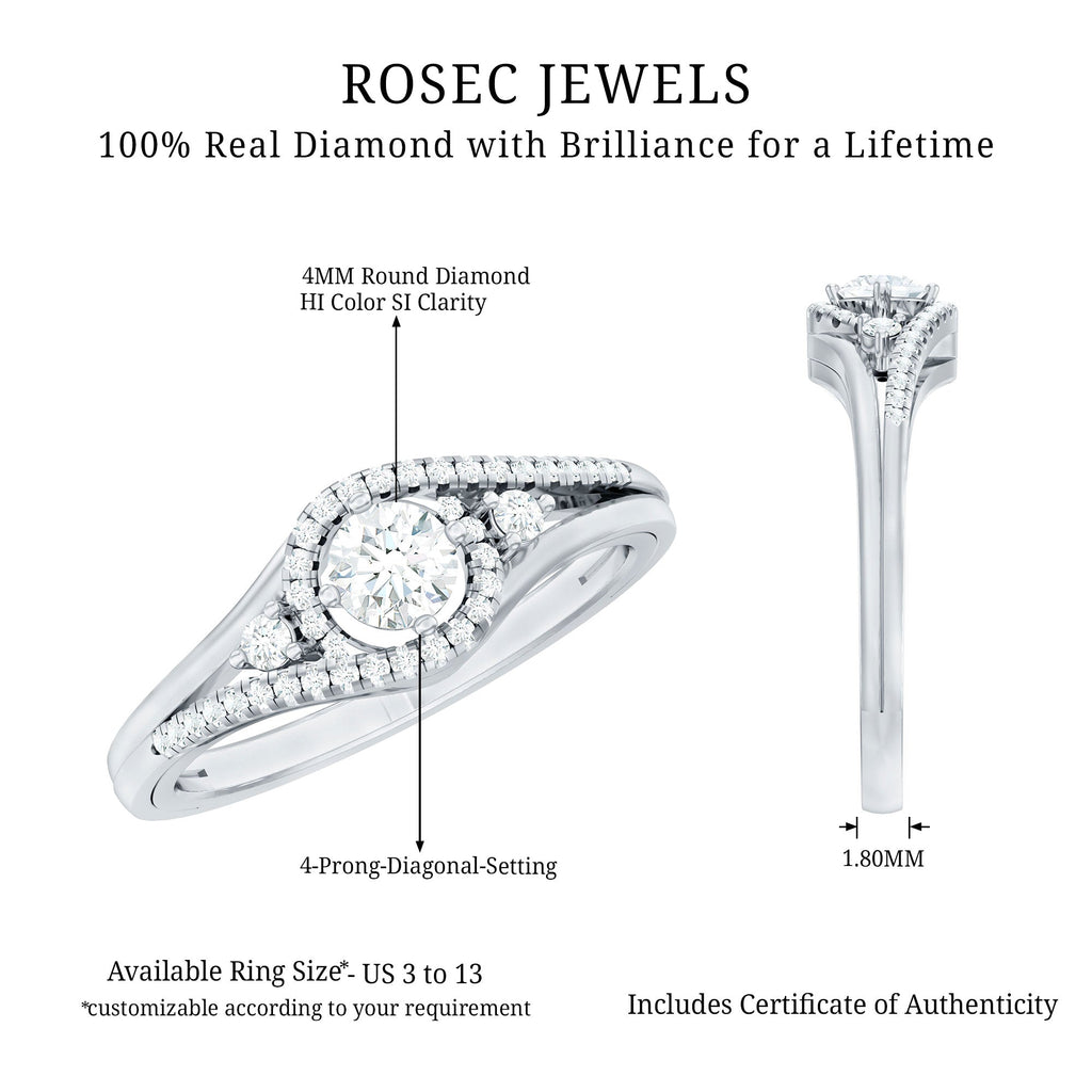 Certified Diamond Classic Engagement Ring in Split Shank
