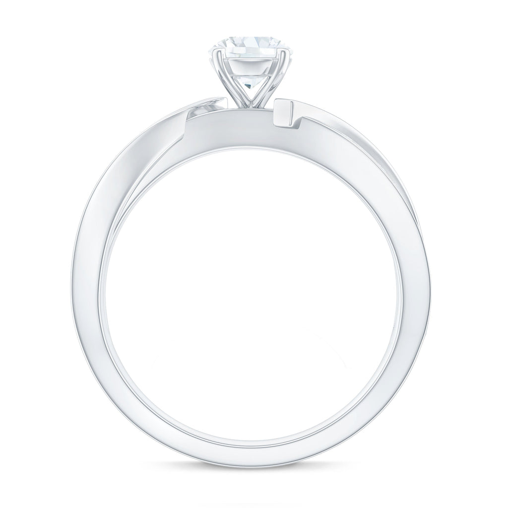 Zircon Solitaire Infinity Engagement Ring with Side Stones