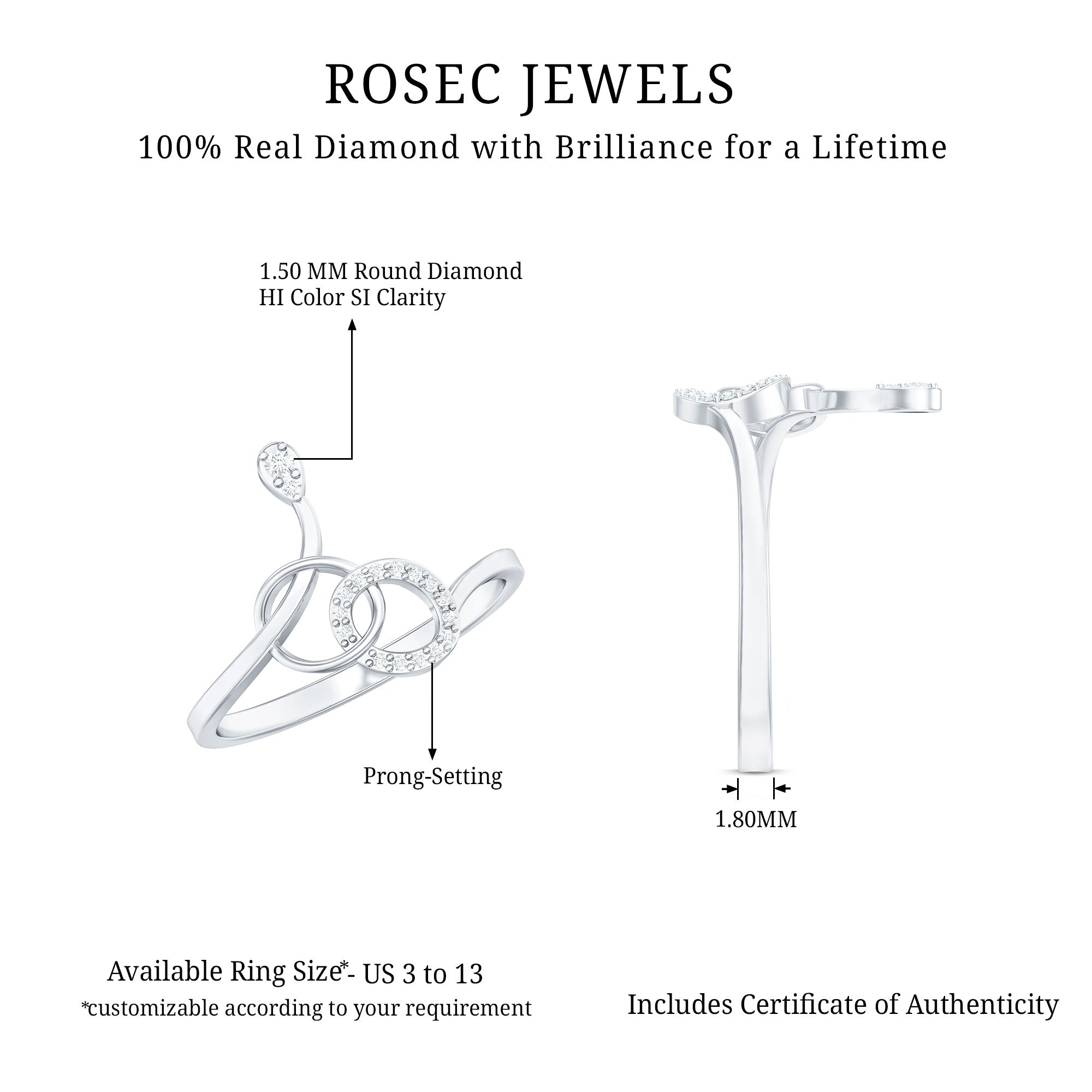 Natural Diamond Minimalist Promise Ring for Her