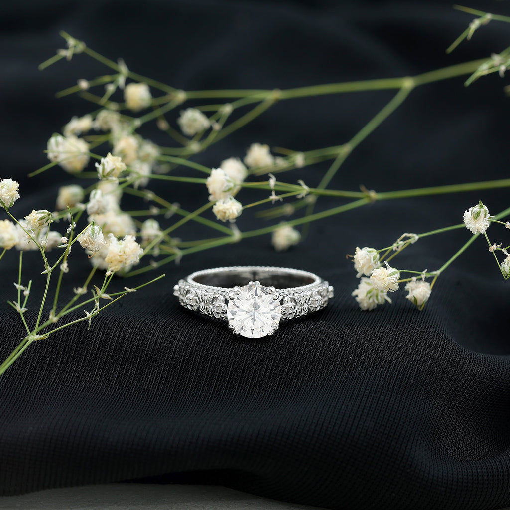 2 Carat Moissanite Double Prong Vintage Engagement Ring