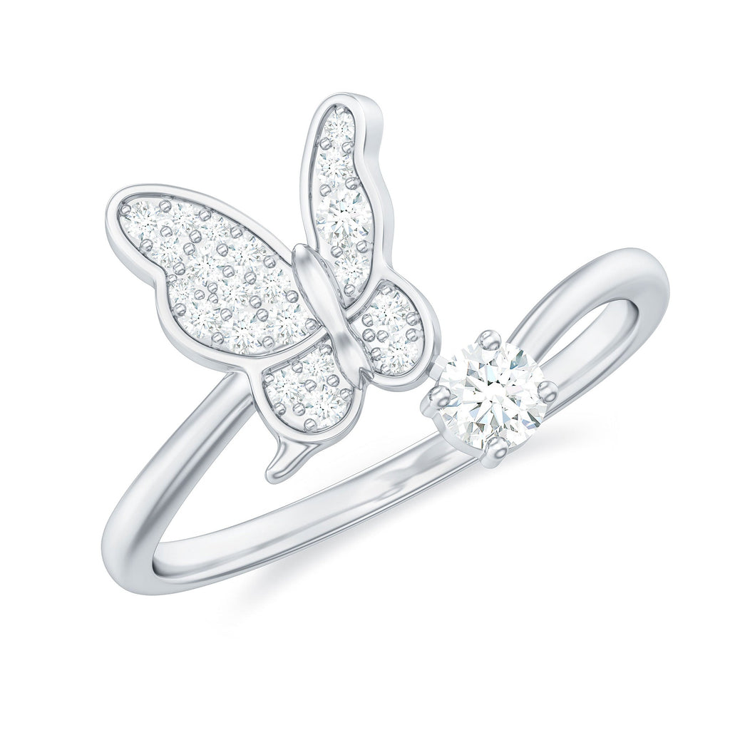Natural Diamond Butterfly Ring with Certificate