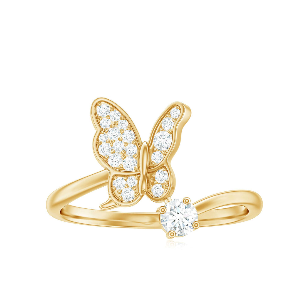 Natural Diamond Butterfly Ring with Certificate