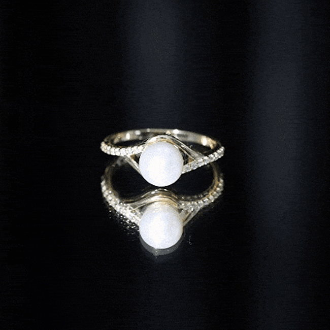 Freshwater Pearl and Diamond Classic Engagement Ring