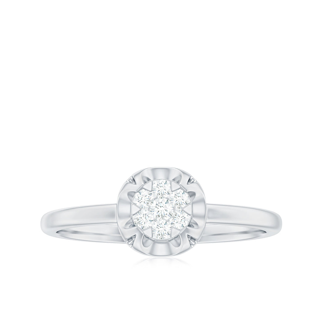 Round Shape Diamond Ring in Illusion Setting