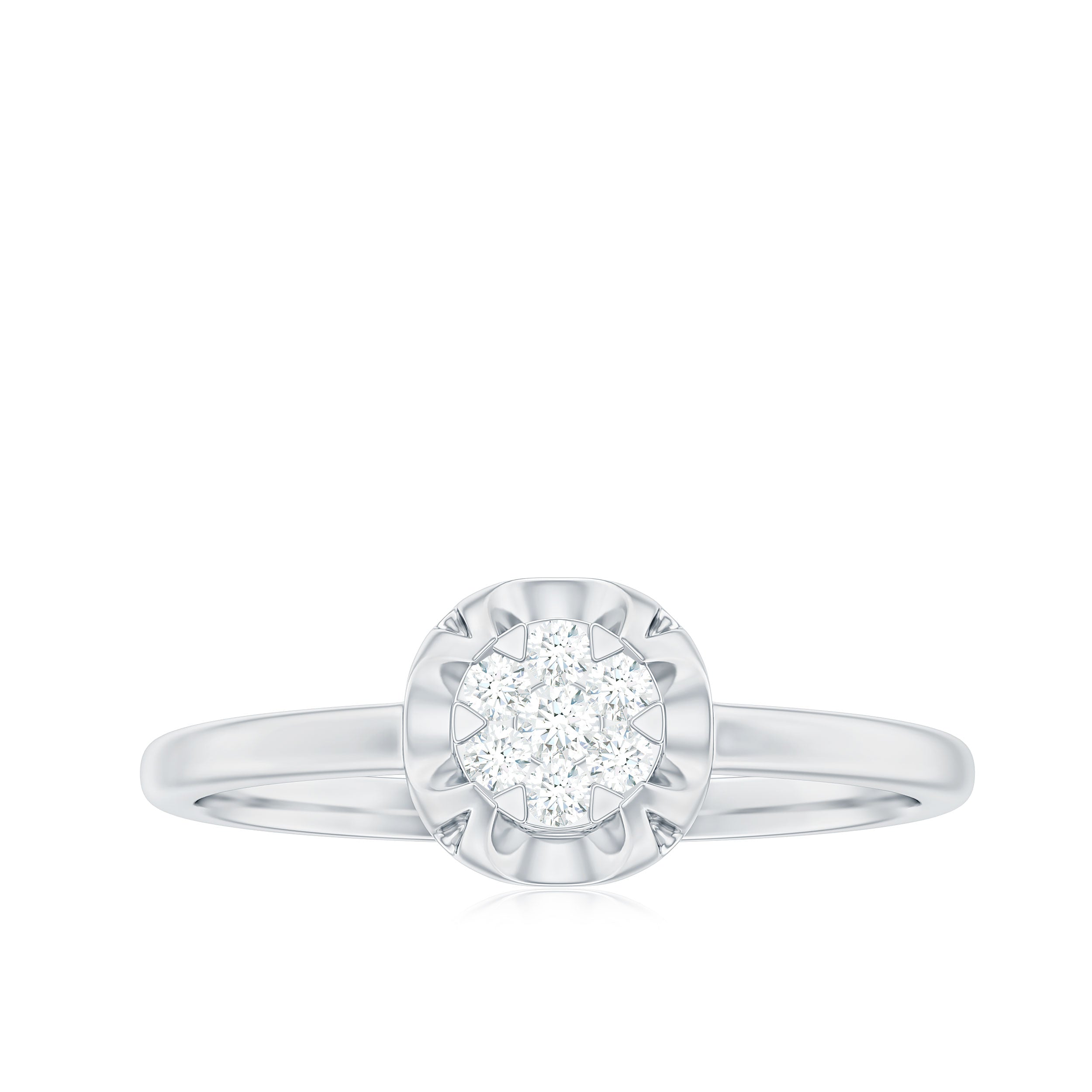 Round Shape Diamond Ring in Illusion Setting