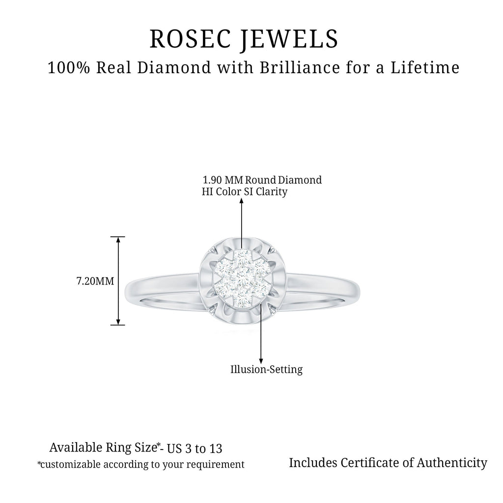 Round Shape Diamond Ring in Illusion Setting