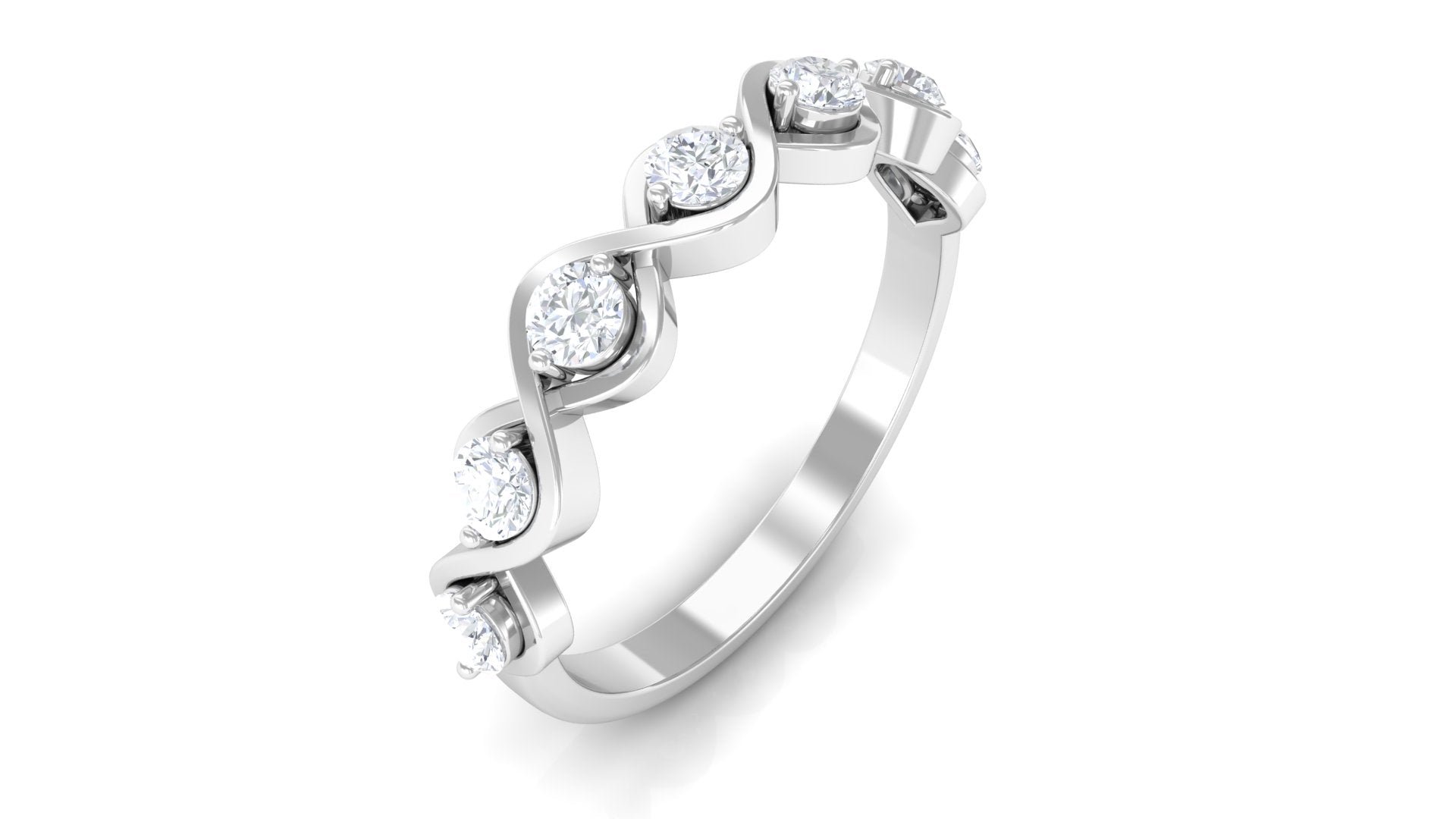 Certified Natural Diamond Half Eternity Ring with Infinity Knot