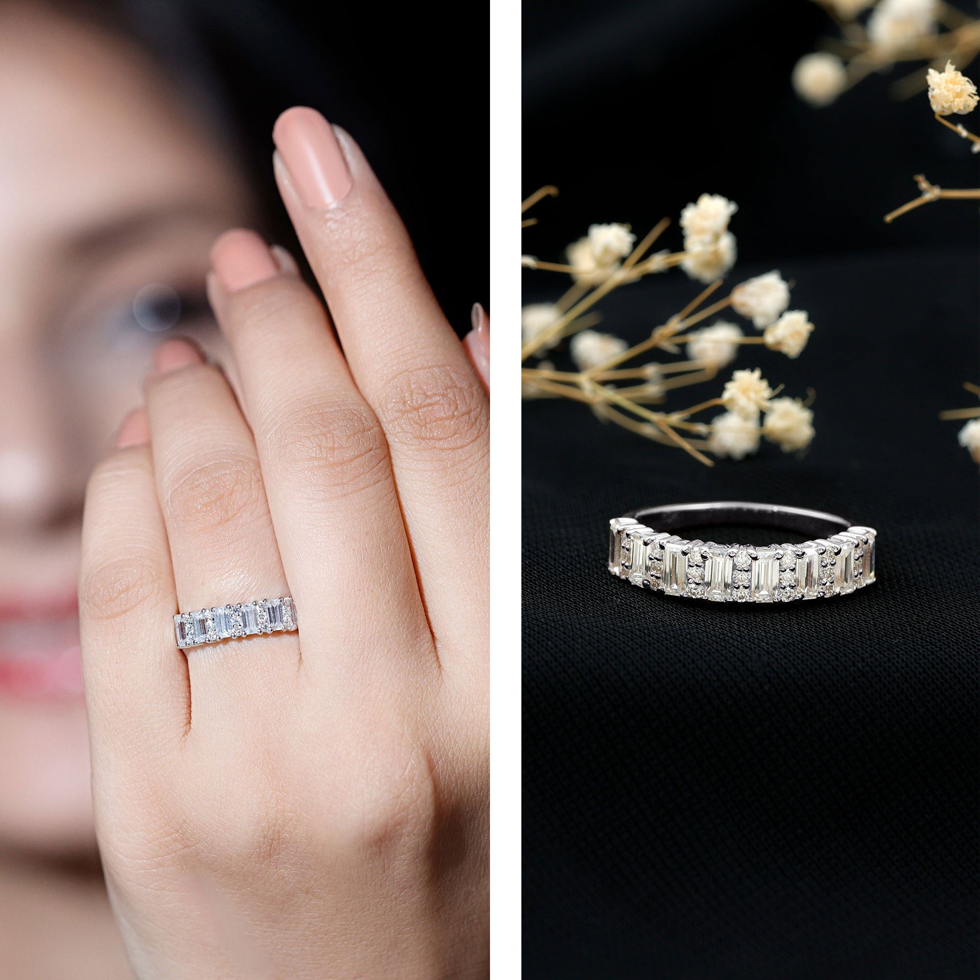 Certified Moissanite Wedding Anniversary Band Ring