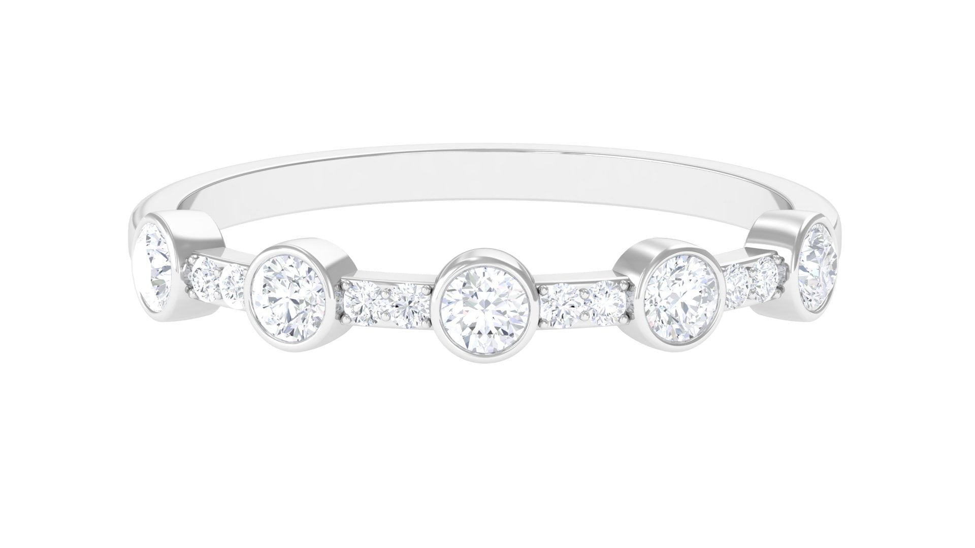 Natural Diamond Half Eternity Ring in Bezel Setting
