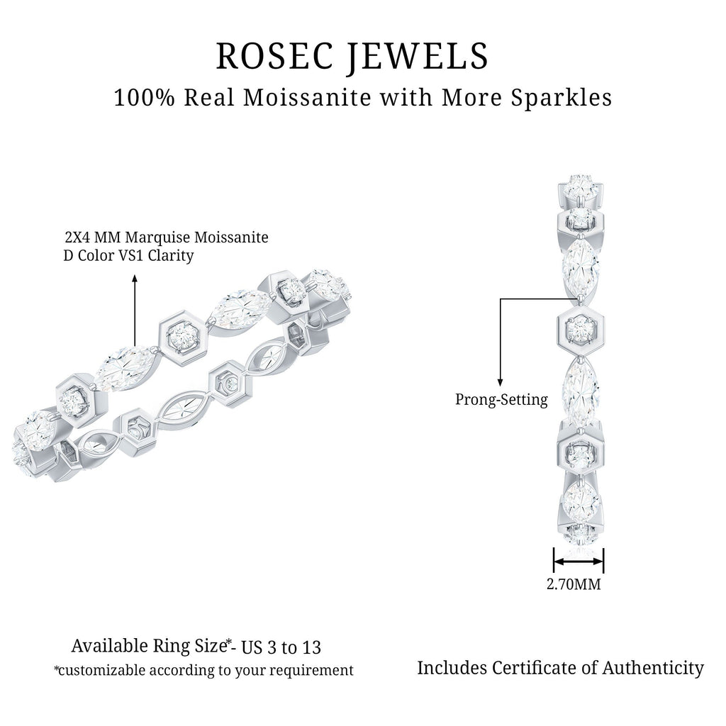 Certified Moissanite Eternity Anniversary Ring in Prong Setting