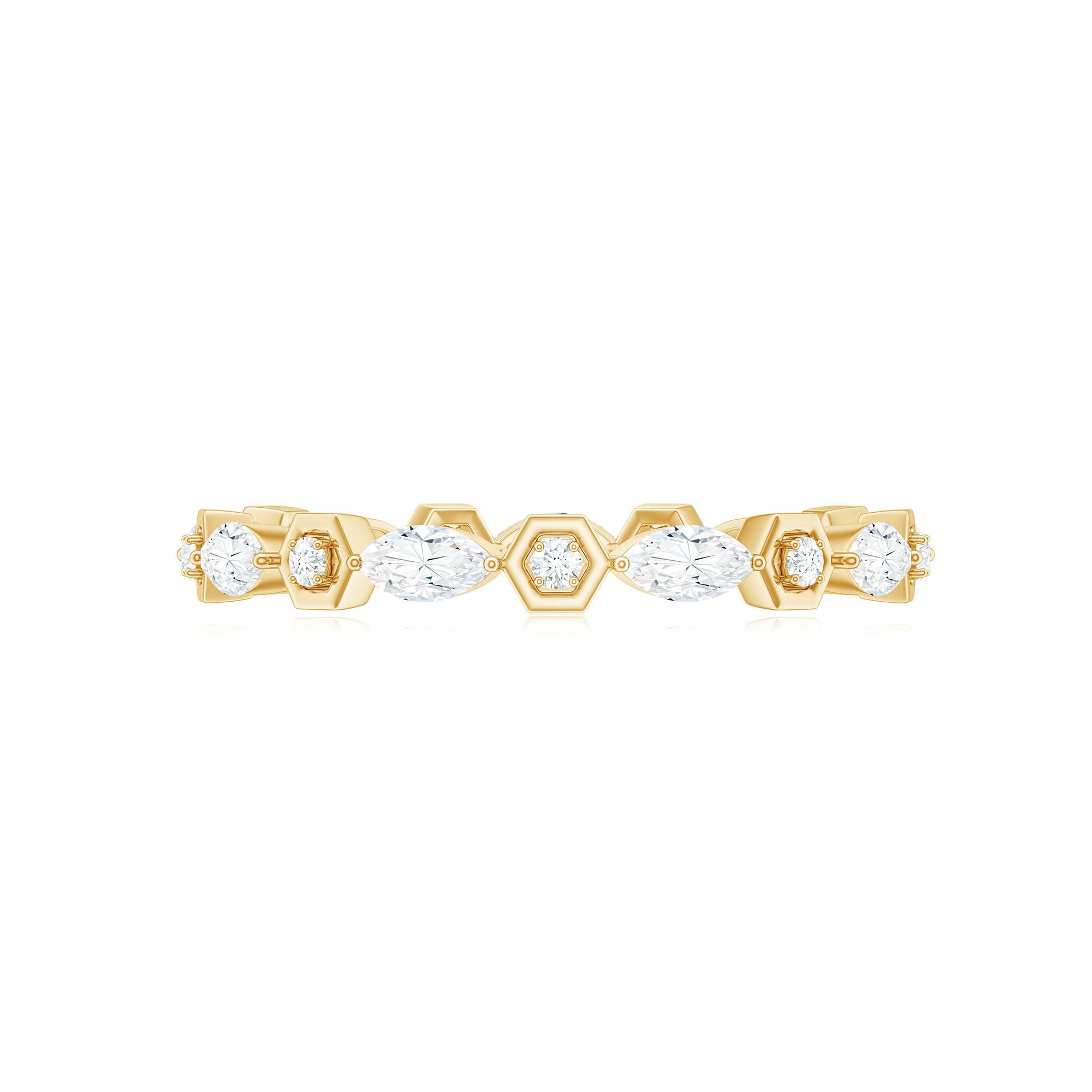 Certified Moissanite Eternity Anniversary Ring in Prong Setting