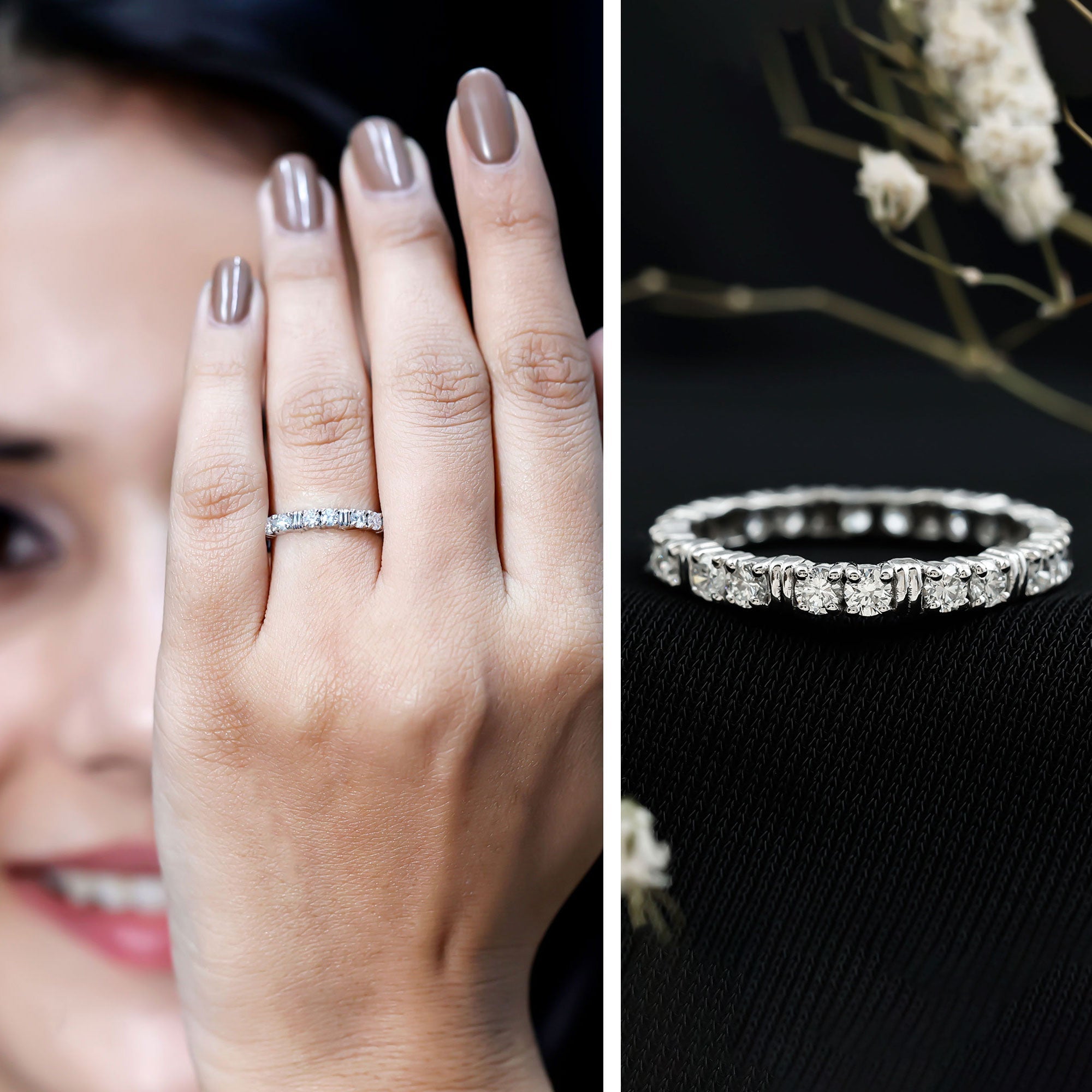 Certified Moissanite Full Eternity Band Ring For Her