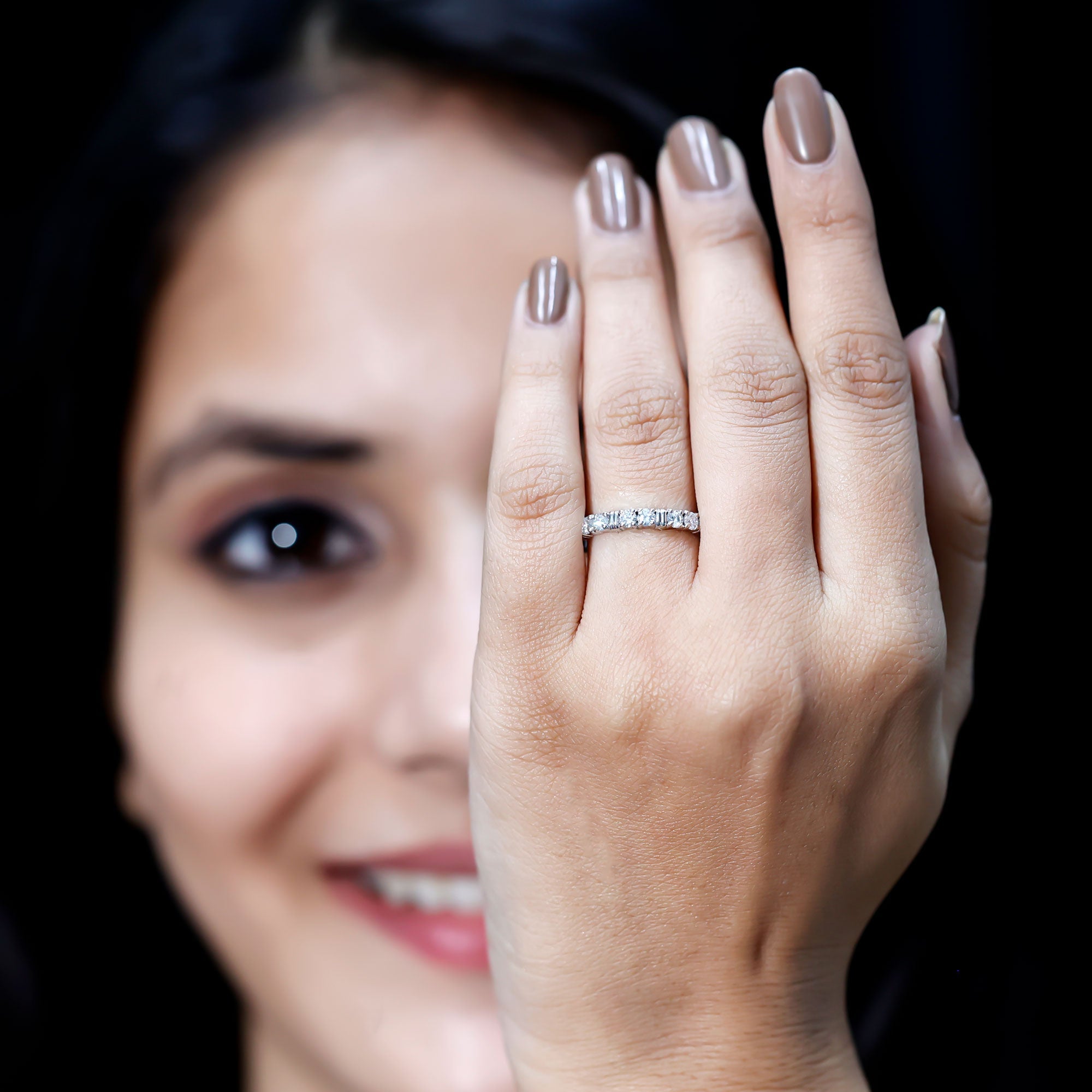 Certified Moissanite Full Eternity Band Ring For Her