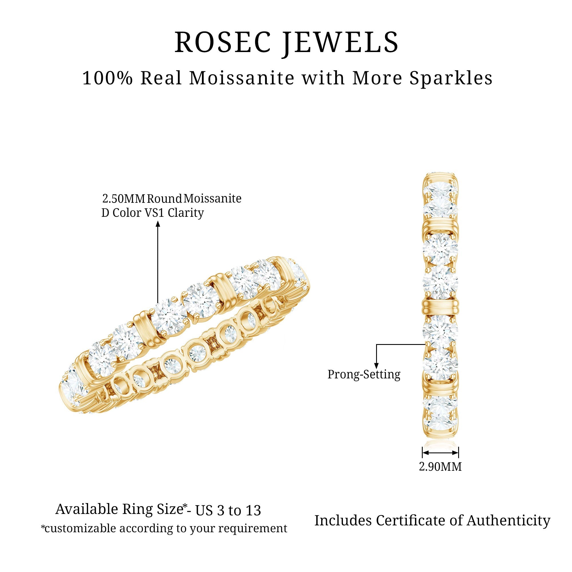 Certified Moissanite Full Eternity Band Ring For Her