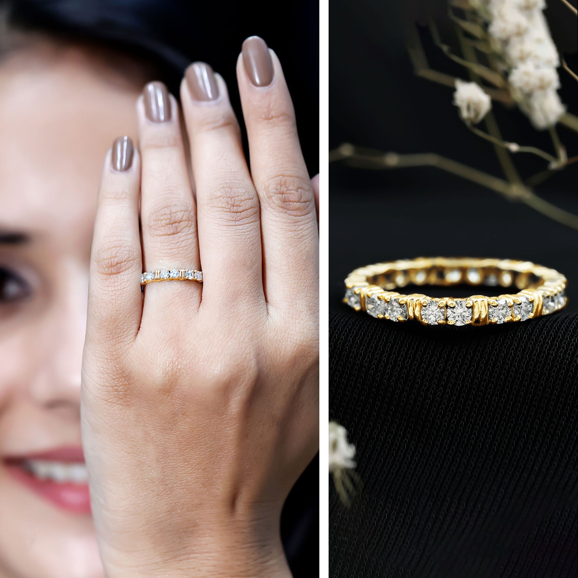 Certified Moissanite Full Eternity Band Ring For Her