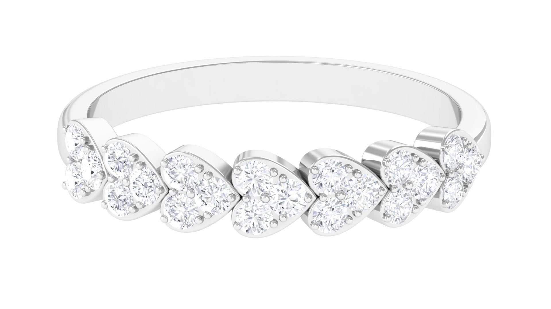 Certified Natural Diamond Heart Eternity Ring in East West Style