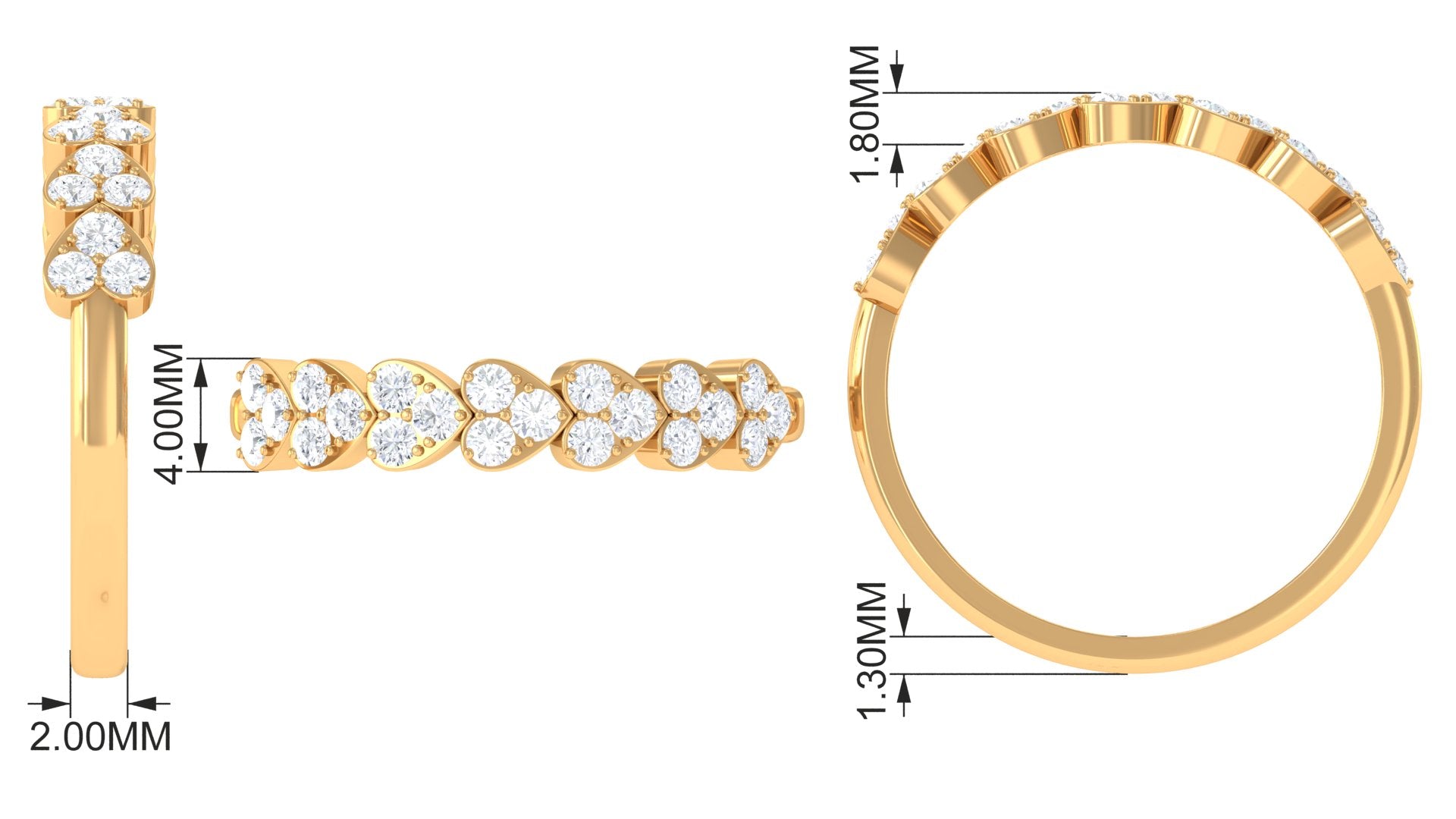 Certified Natural Diamond Heart Eternity Ring in East West Style