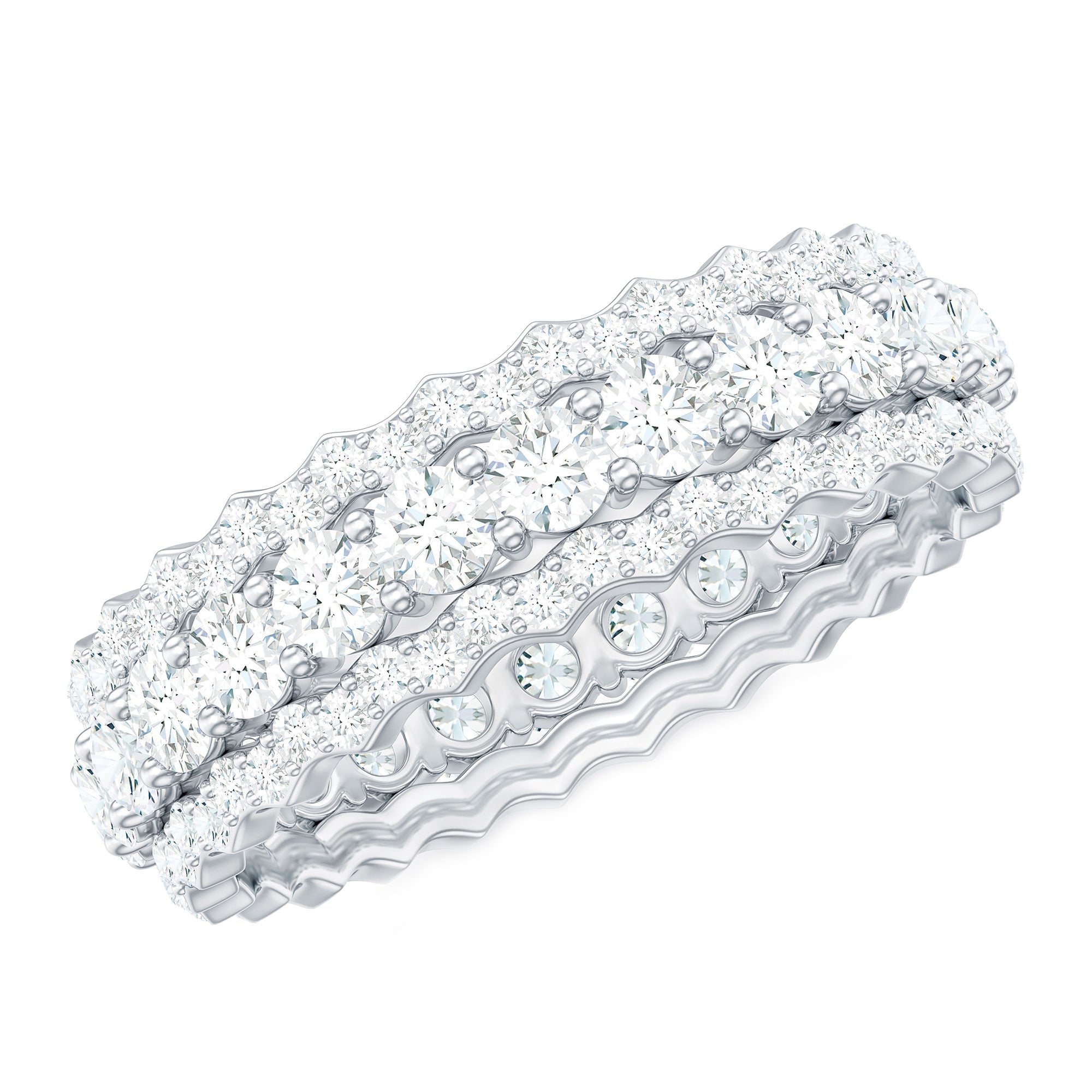 Certified Round Cut Moissanite Eternity Ring For Wedding