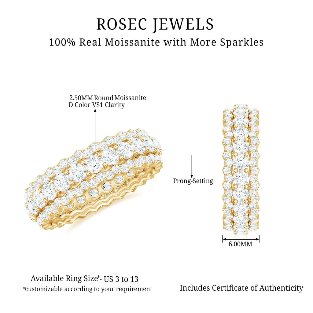 Certified Round Cut Moissanite Eternity Ring For Wedding
