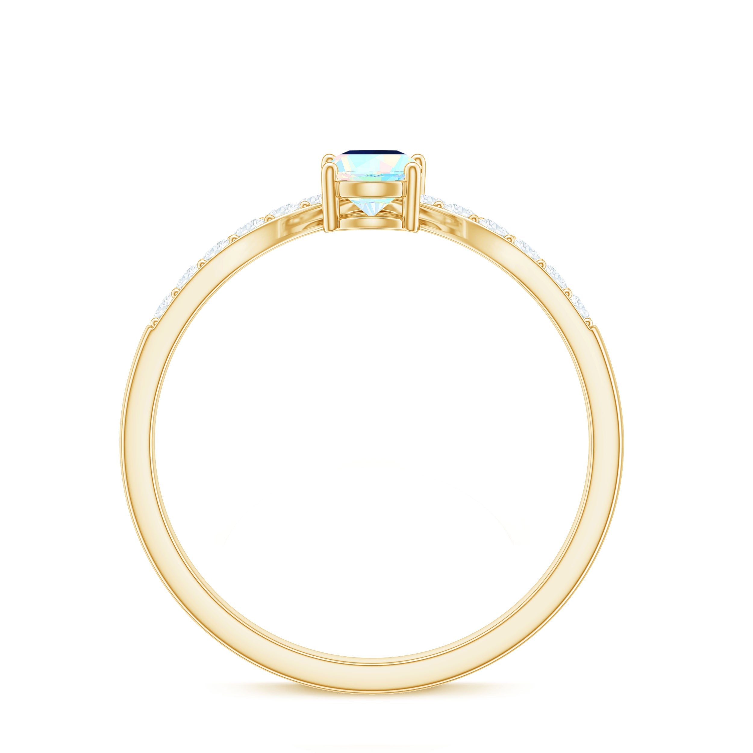 Blue Sapphire and Ethiopian Opal Two Stone Engagement Ring with Moissanite