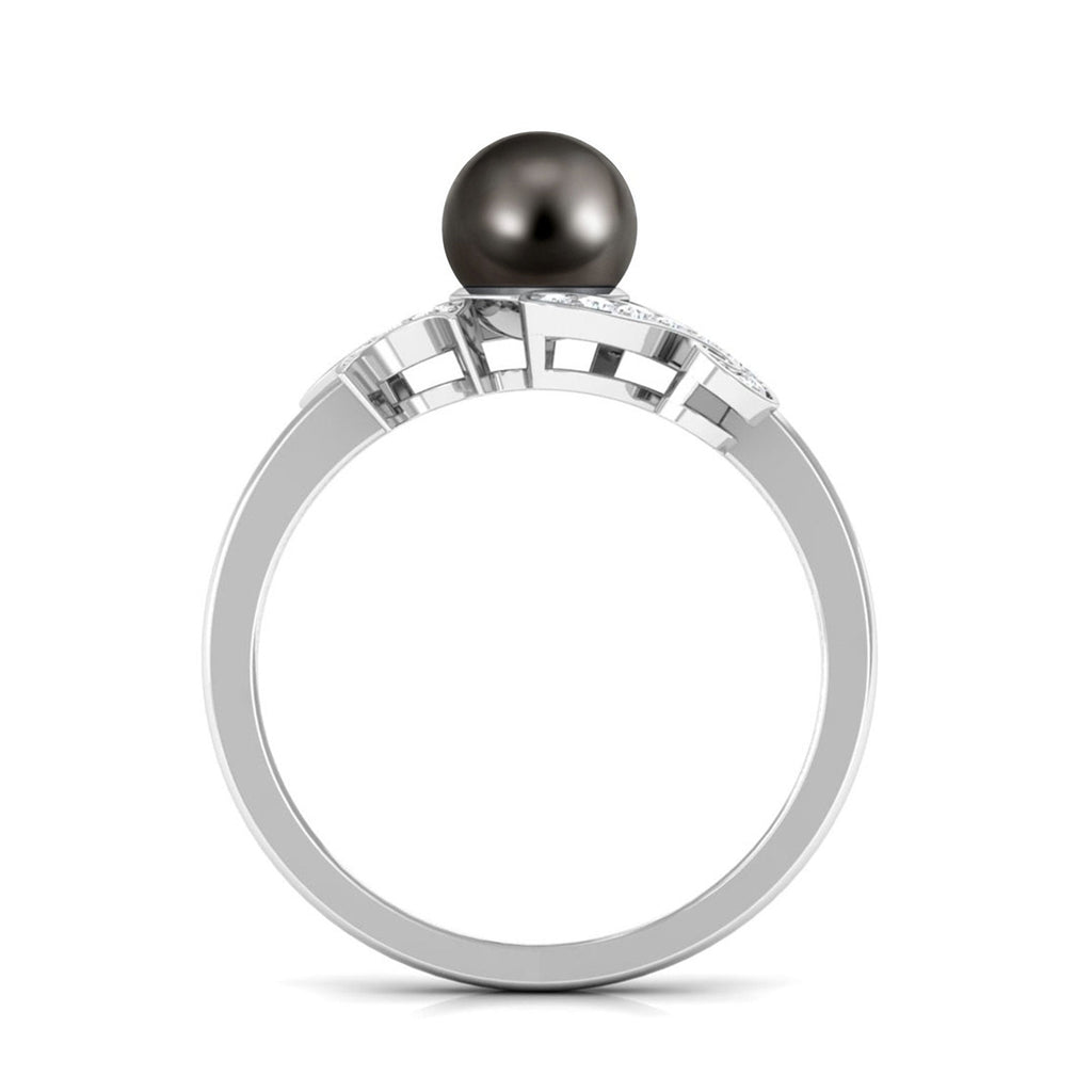 Designer Tahitian Pearl Engagement Ring with Diamond