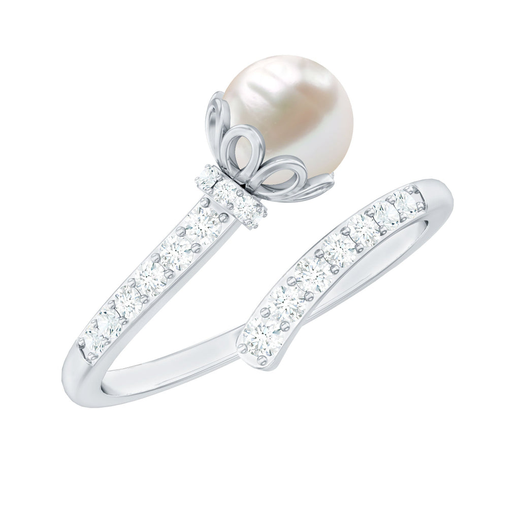 2.75 CT Freshwater Pearl and Diamond Wrap Ring