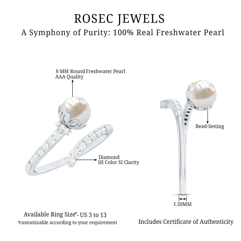 2.75 CT Freshwater Pearl and Diamond Wrap Ring