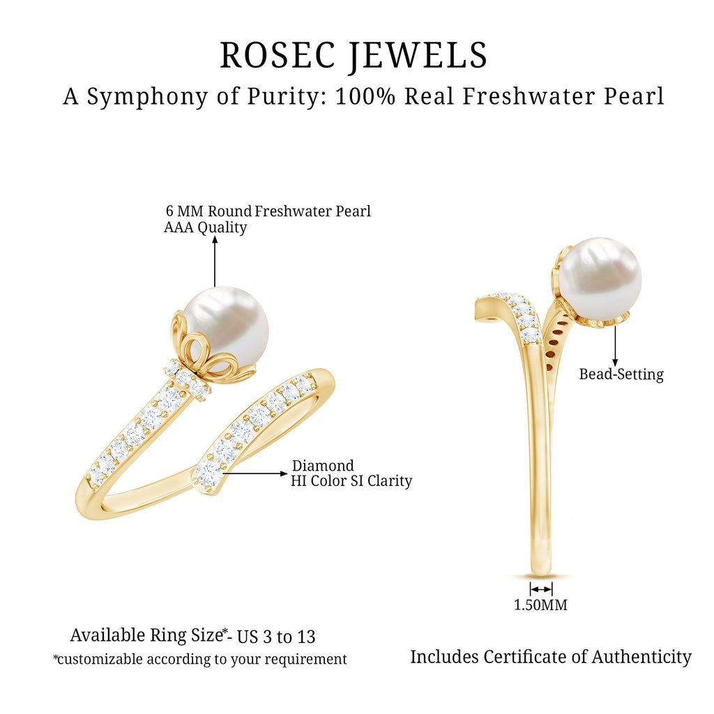 2.75 CT Freshwater Pearl and Diamond Wrap Ring
