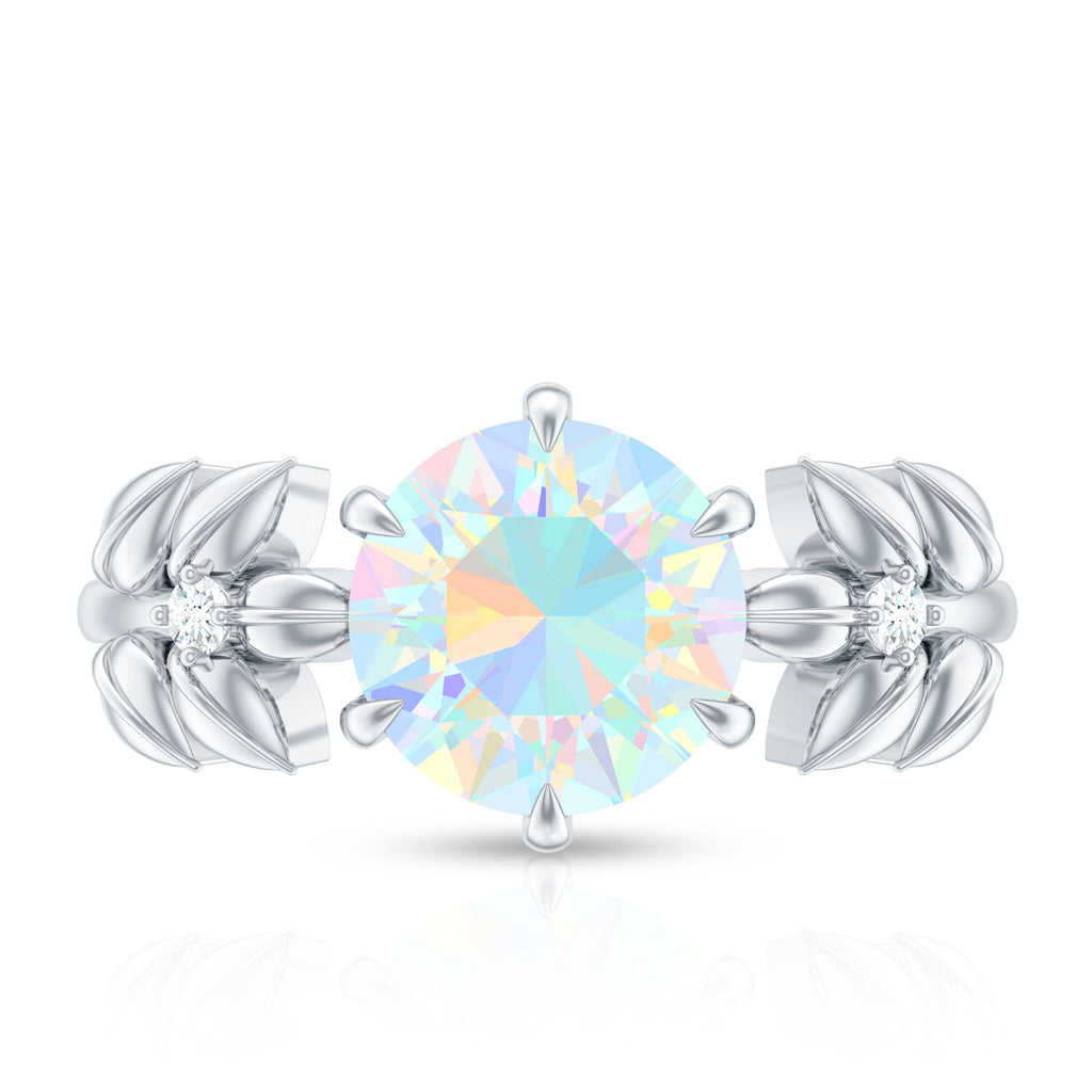 Nature Inspired 8mm Ethiopian Opal Diamond Engagement Ring