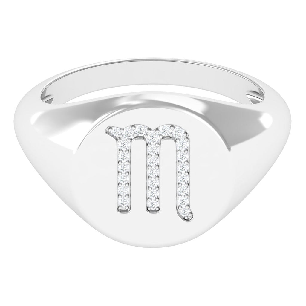 Cubic Zirconia Unisex Scorpio Zodiac Signet Ring