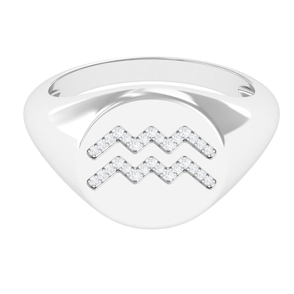 Cubic Zirconia Aquarius Zodiac Signet Ring