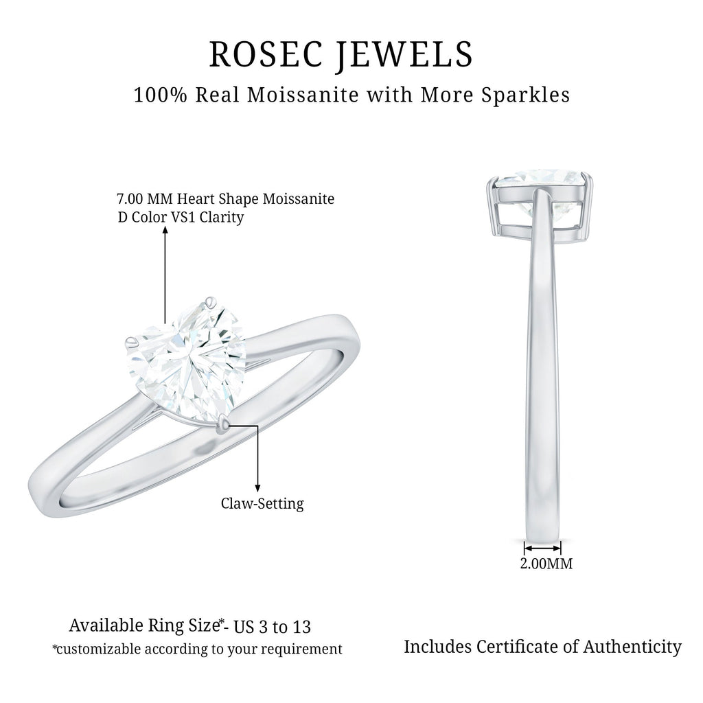 Certified 7 MM Moissanite Heart Ring For Women