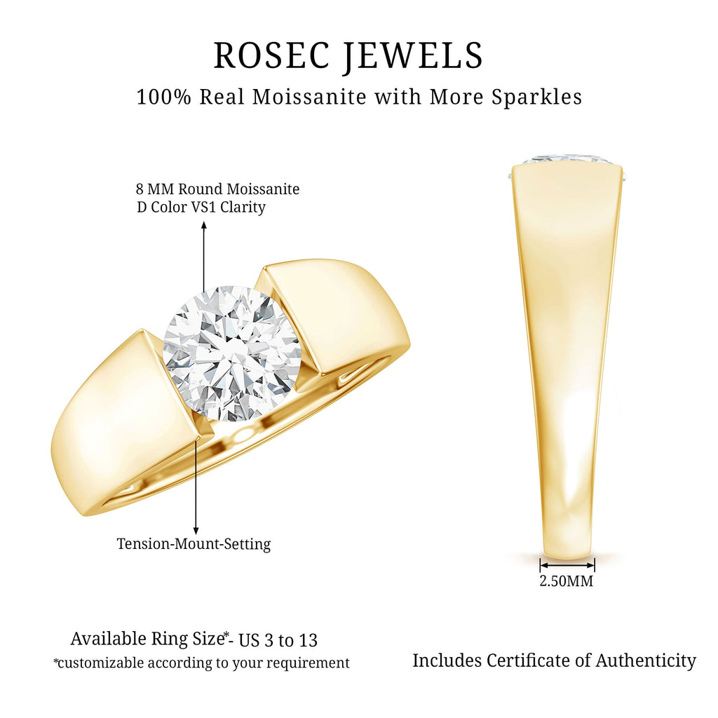 Certified Moissanite Solitaire Engagement Ring for Men