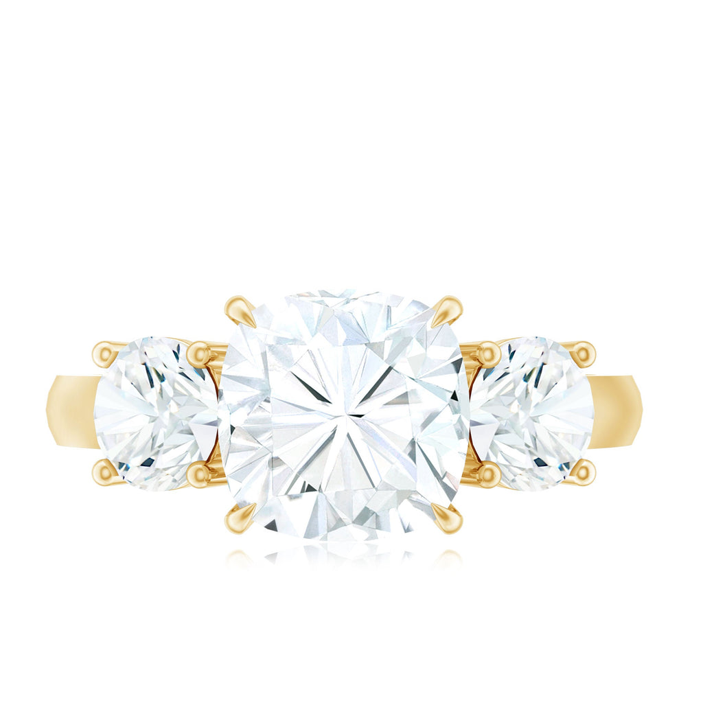 Three Stone Moissanite Engagement Ring with Certificate