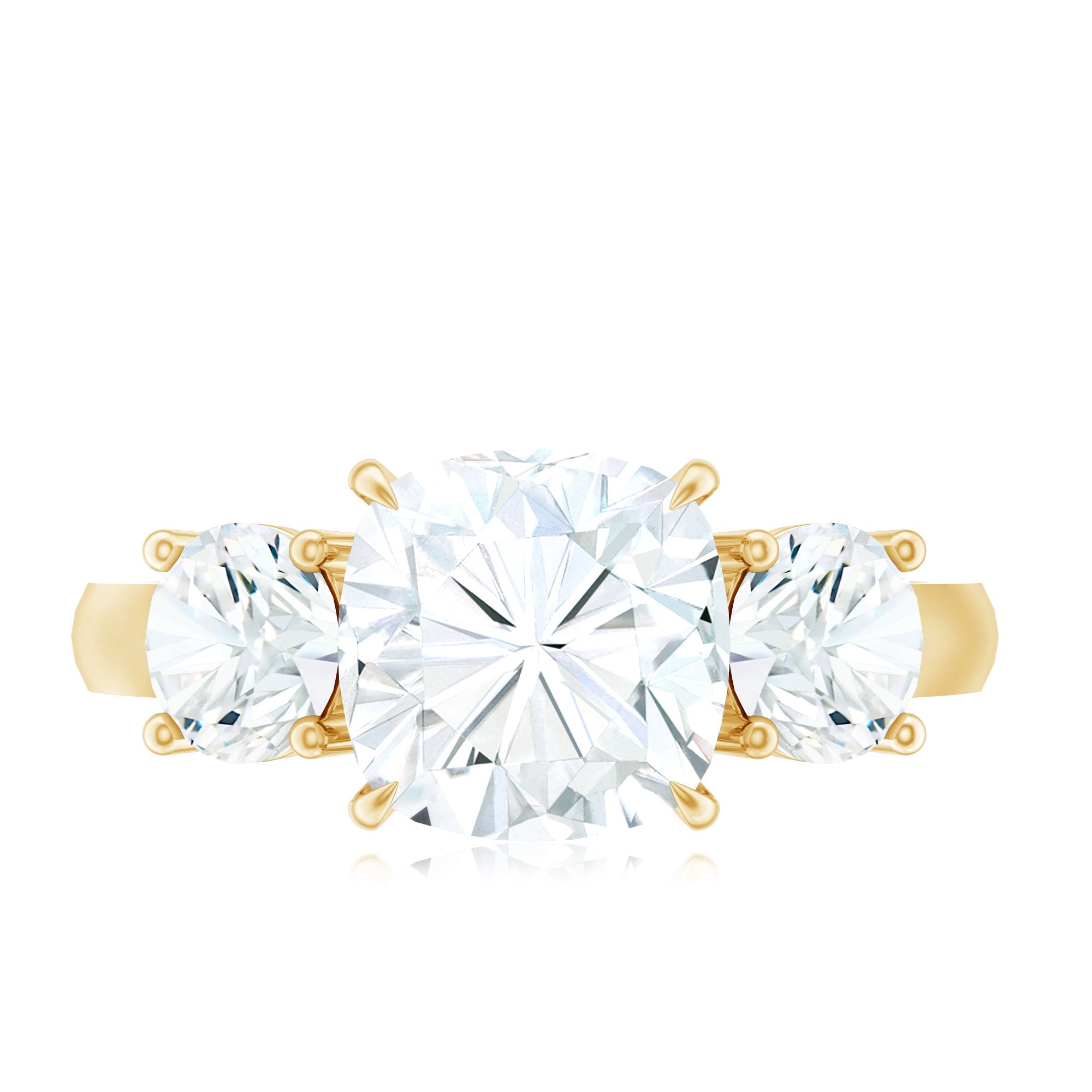Three Stone Moissanite Engagement Ring with Certificate